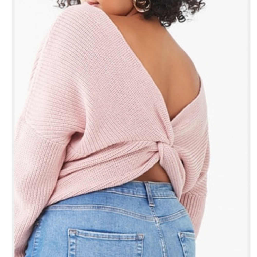 Forever 21 plus size twist back pink sweater 2x